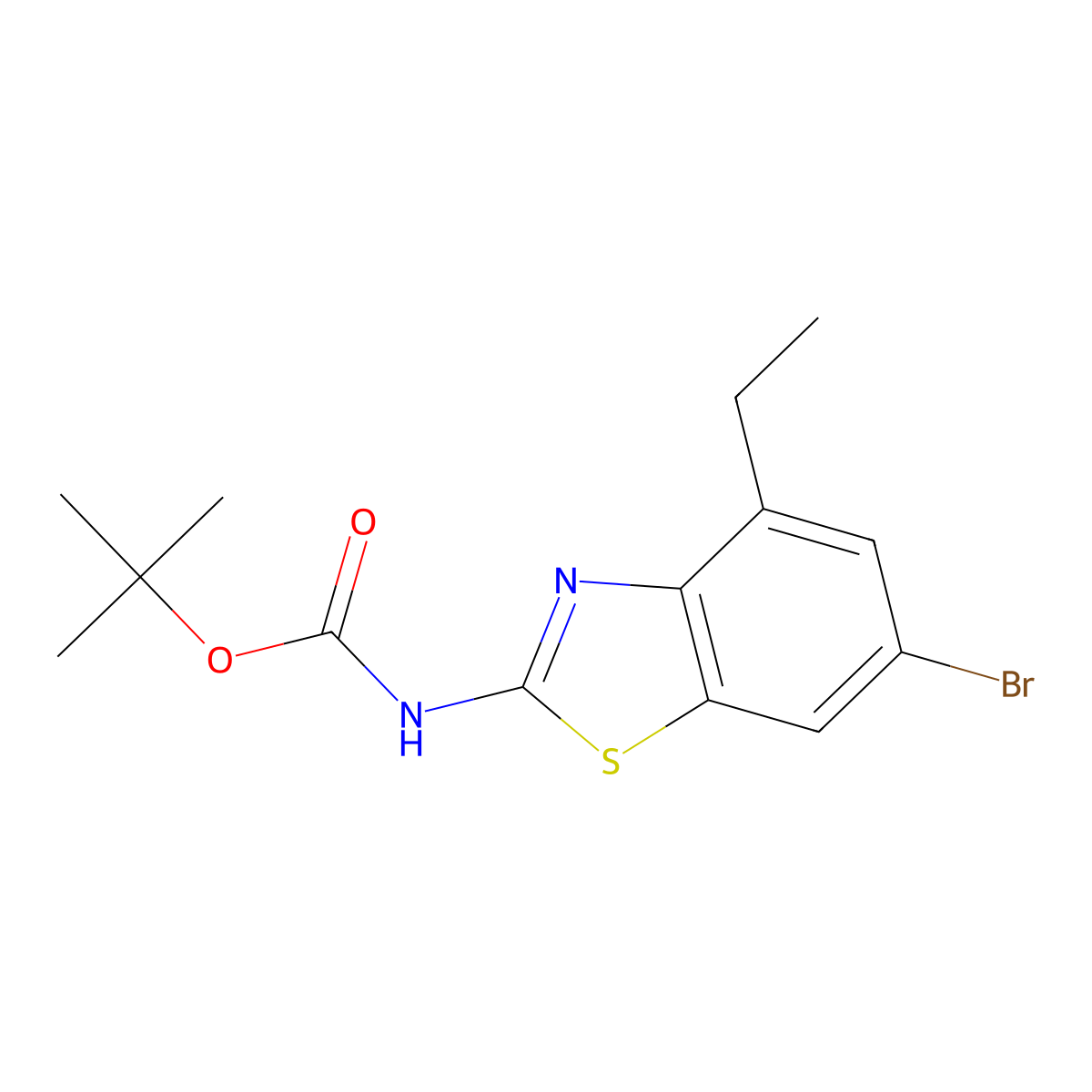 tert-butyl N-(6-bromo-4-ethyl-1,3-benzothiazol-2-yl)carbamate molecular structure, CAS 2680713-29-3