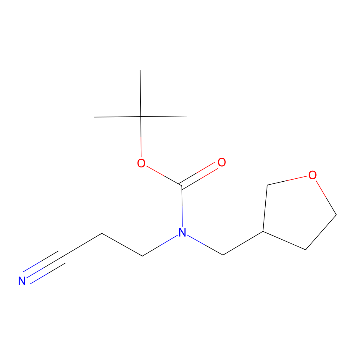 tert-butyl N-(2-cyanoethyl)-N-[(oxolan-3-yl)methyl]carbamate molecular structure, CAS 2680713-37-3
