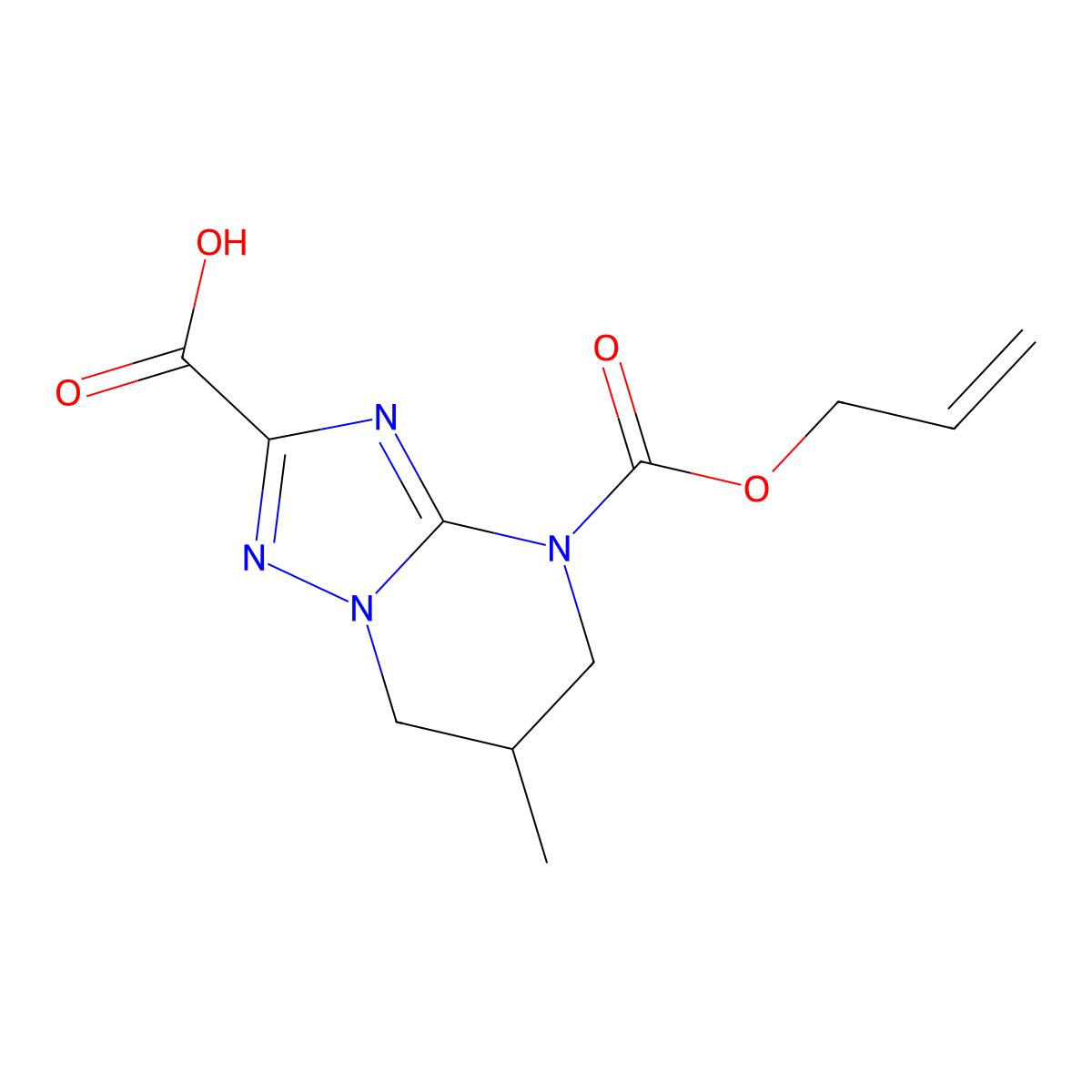 6-methyl-4-[(prop-2-en-1-yloxy)carbonyl]-4H,5H,6H,7H-[1,2,4]triazolo[1,5-a]pyrimidine-2-carboxylic acid molecular structure, CAS 2680713-38-4