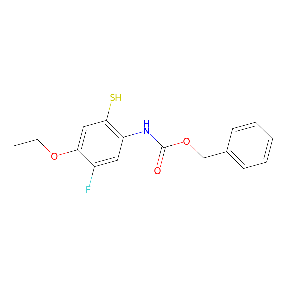 benzyl N-(4-ethoxy-5-fluoro-2-sulfanylphenyl)carbamate molecular structure, CAS 2680713-39-5