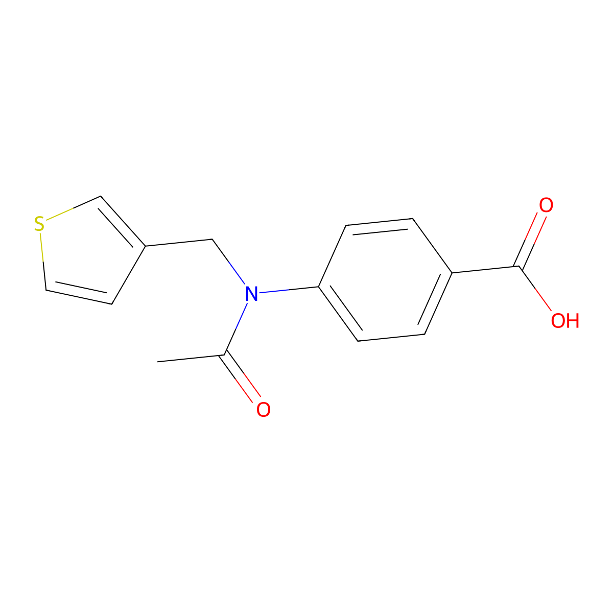 4-{N-[(thiophen-3-yl)methyl]acetamido}benzoic acid molecular structure, CAS 2680713-40-8