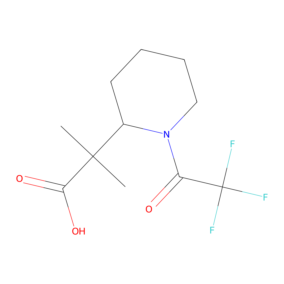 2-Methyl-2-[1-(2,2,2-trifluoroacetyl)piperidin-2-yl]propanoic acid molecular structure, CAS 2680713-45-3