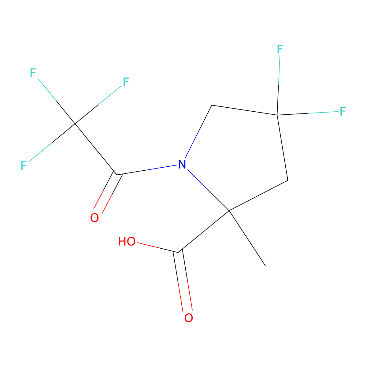 4,4-Difluoro-2-methyl-1-(trifluoroacetyl)pyrrolidine-2-carboxylic acid molecular structure, CAS 2680713-48-6