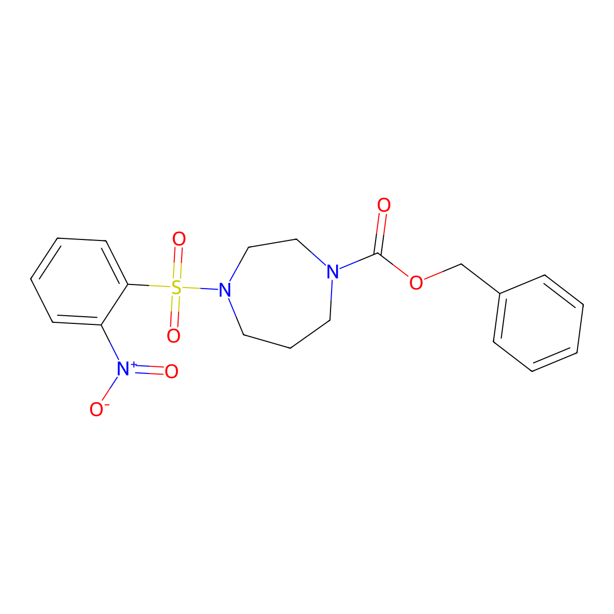 Benzyl 4-(2-nitrobenzenesulfonyl)-1,4-diazepane-1-carboxylate molecular structure, CAS 2680713-58-8