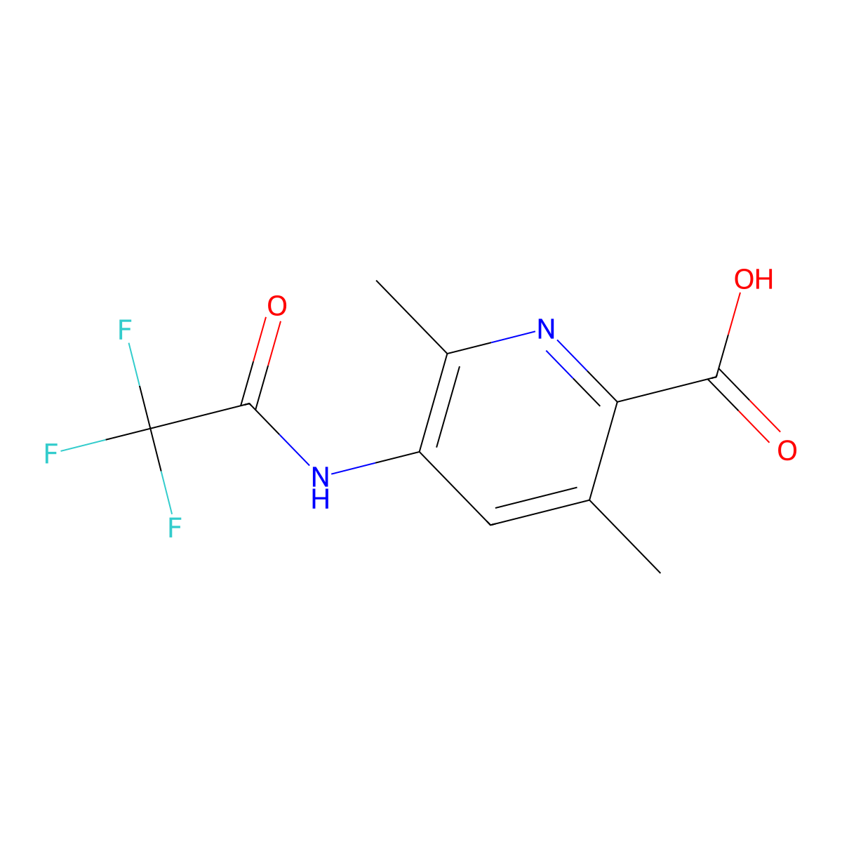 3,6-Dimethyl-5-(2,2,2-trifluoroacetamido)pyridine-2-carboxylic acid molecular structure, CAS 2680713-63-5