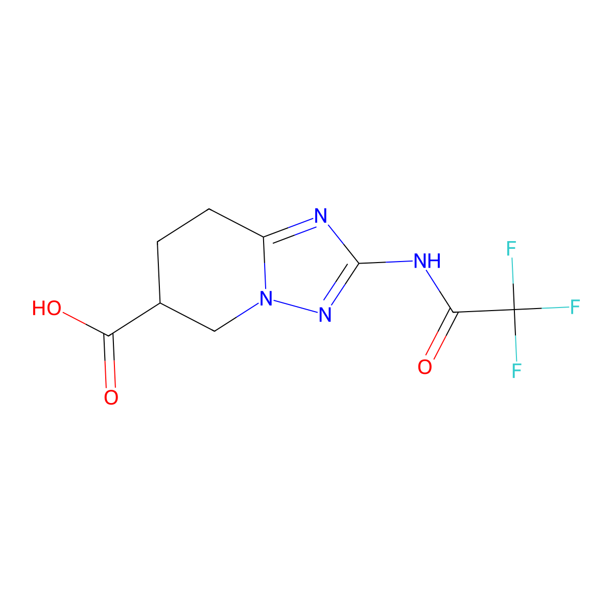 2-(2,2,2-trifluoroacetamido)-5H,6H,7H,8H-[1,2,4]triazolo[1,5-a]pyridine-6-carboxylic acid molecular structure, CAS 2680713-67-9