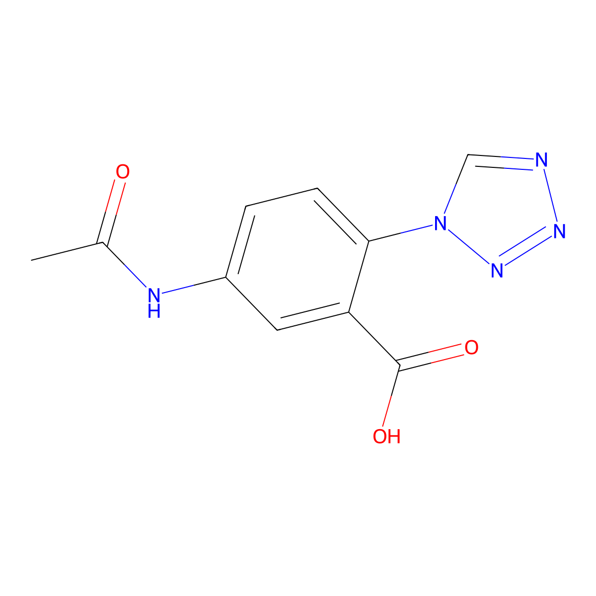 5-acetamido-2-(1H-1,2,3,4-tetrazol-1-yl)benzoic acid molecular structure, CAS 2680713-75-9