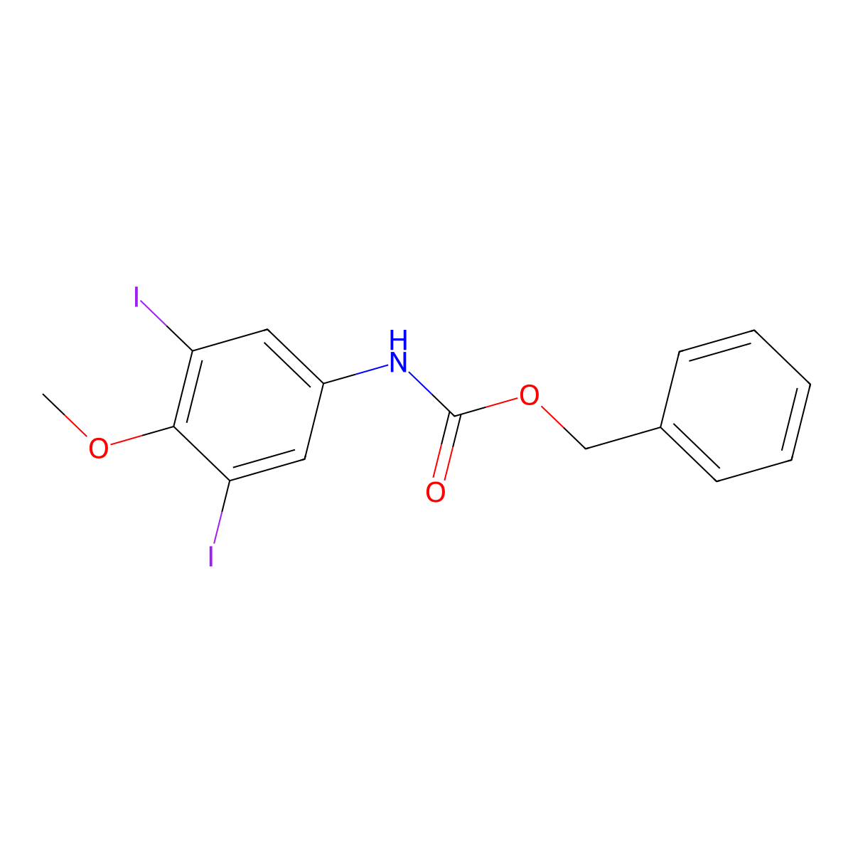 benzyl N-(3,5-diiodo-4-methoxyphenyl)carbamate molecular structure, CAS 2680713-78-2