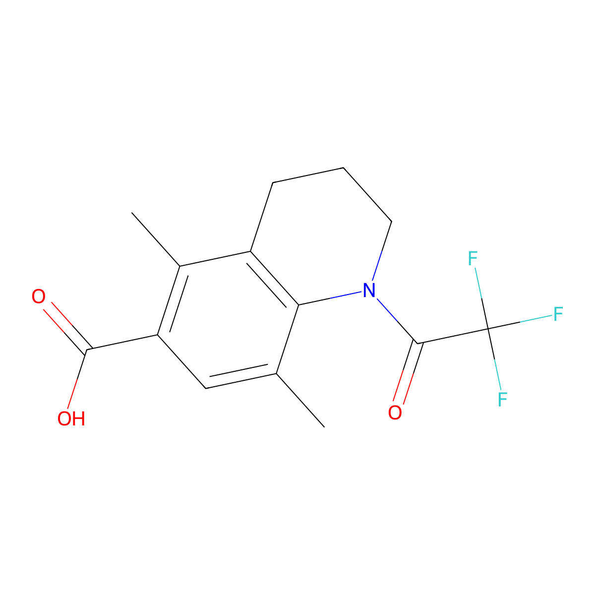 5,8-Dimethyl-1-(2,2,2-trifluoroacetyl)-1,2,3,4-tetrahydroquinoline-6-carboxylic acid molecular structure, CAS 2680713-83-9