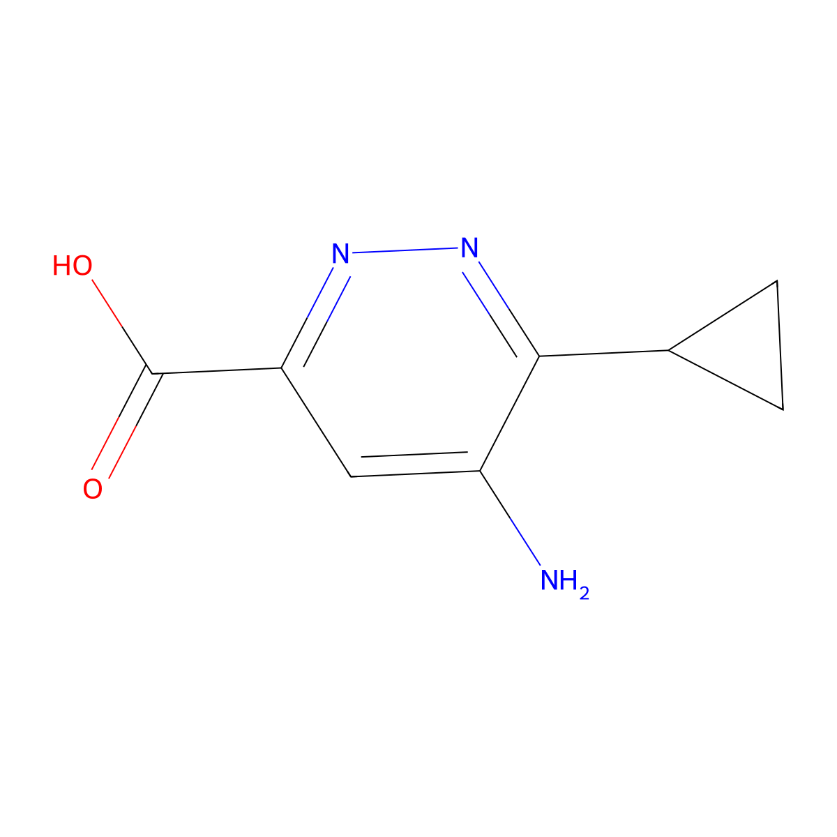5-Amino-6-cyclopropylpyridazine-3-carboxylic acid molecular structure, CAS 2680713-88-4