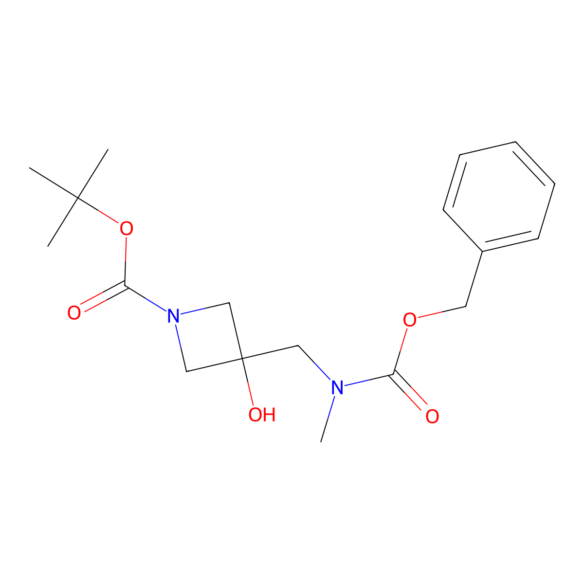 Tert-butyl 3-({[(benzyloxy)carbonyl](methyl)amino}methyl)-3-hydroxyazetidine-1-carboxylate molecular structure, CAS 2680713-89-5