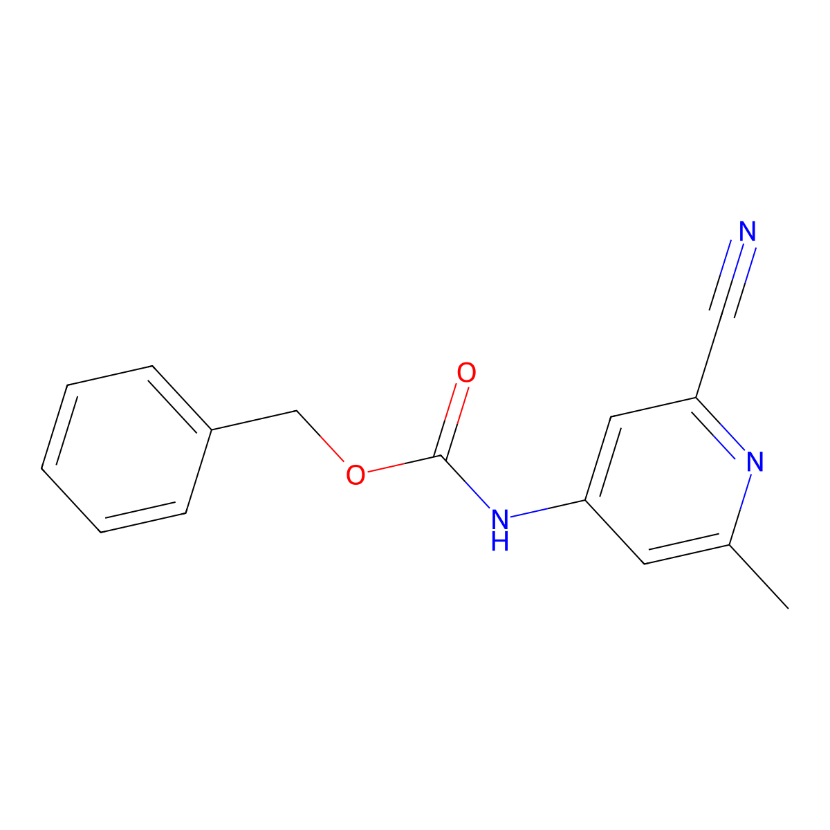 benzyl N-(2-cyano-6-methylpyridin-4-yl)carbamate molecular structure, CAS 2680713-96-4