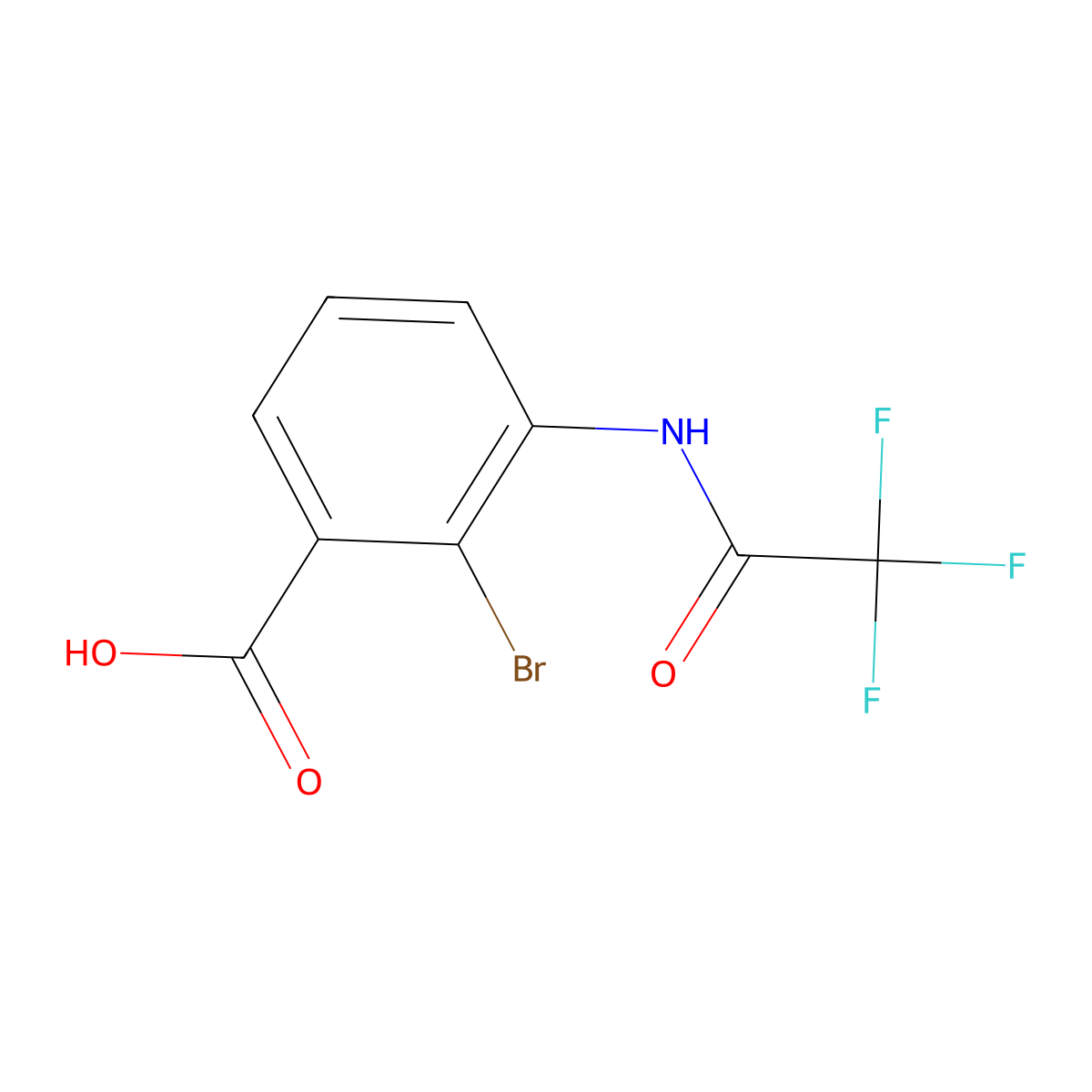 2-Bromo-3-(2,2,2-trifluoroacetamido)benzoic acid molecular structure, CAS 2680713-99-7
