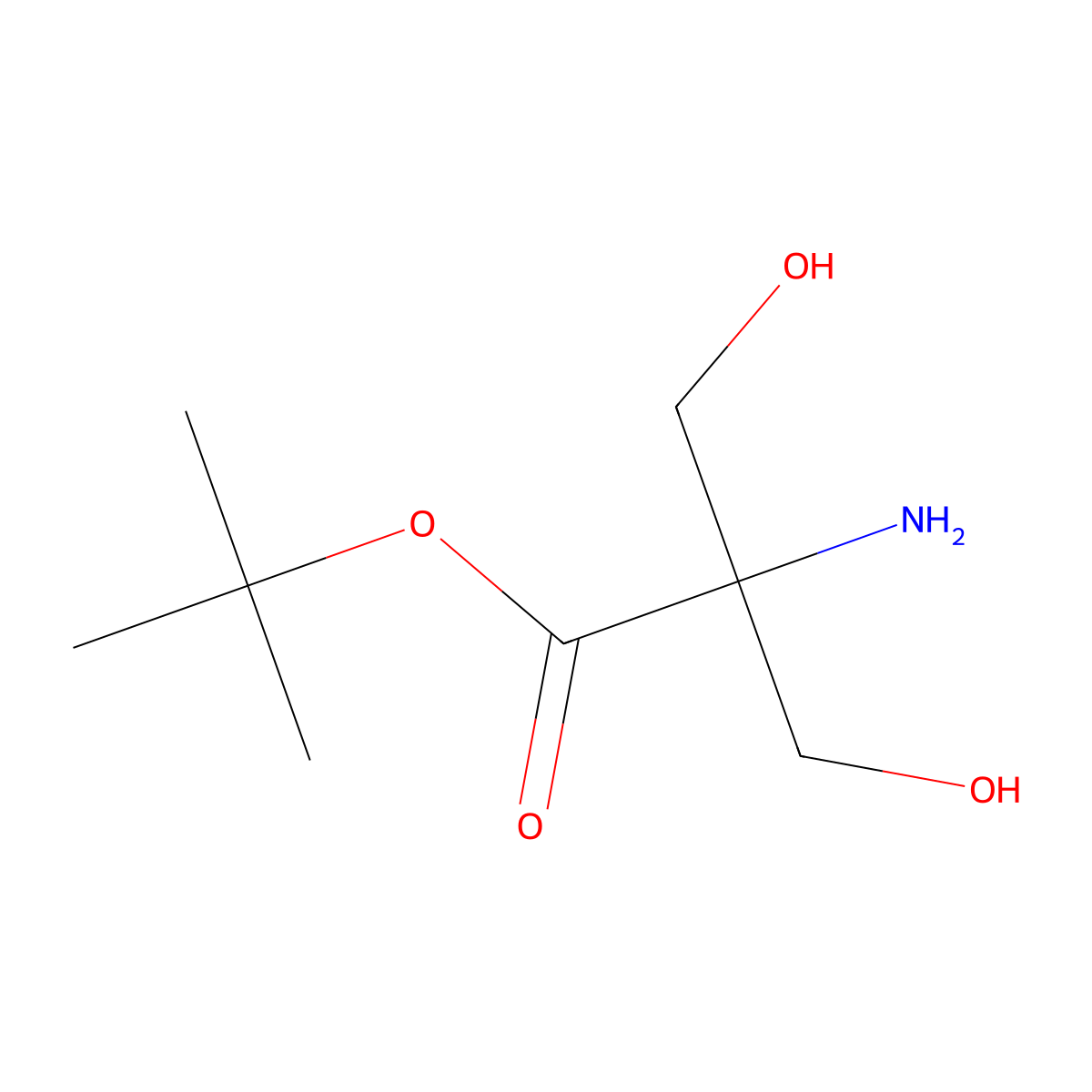 Tert-butyl 2-amino-3-hydroxy-2-(hydroxymethyl)propanoate molecular structure, CAS 2680714-01-4