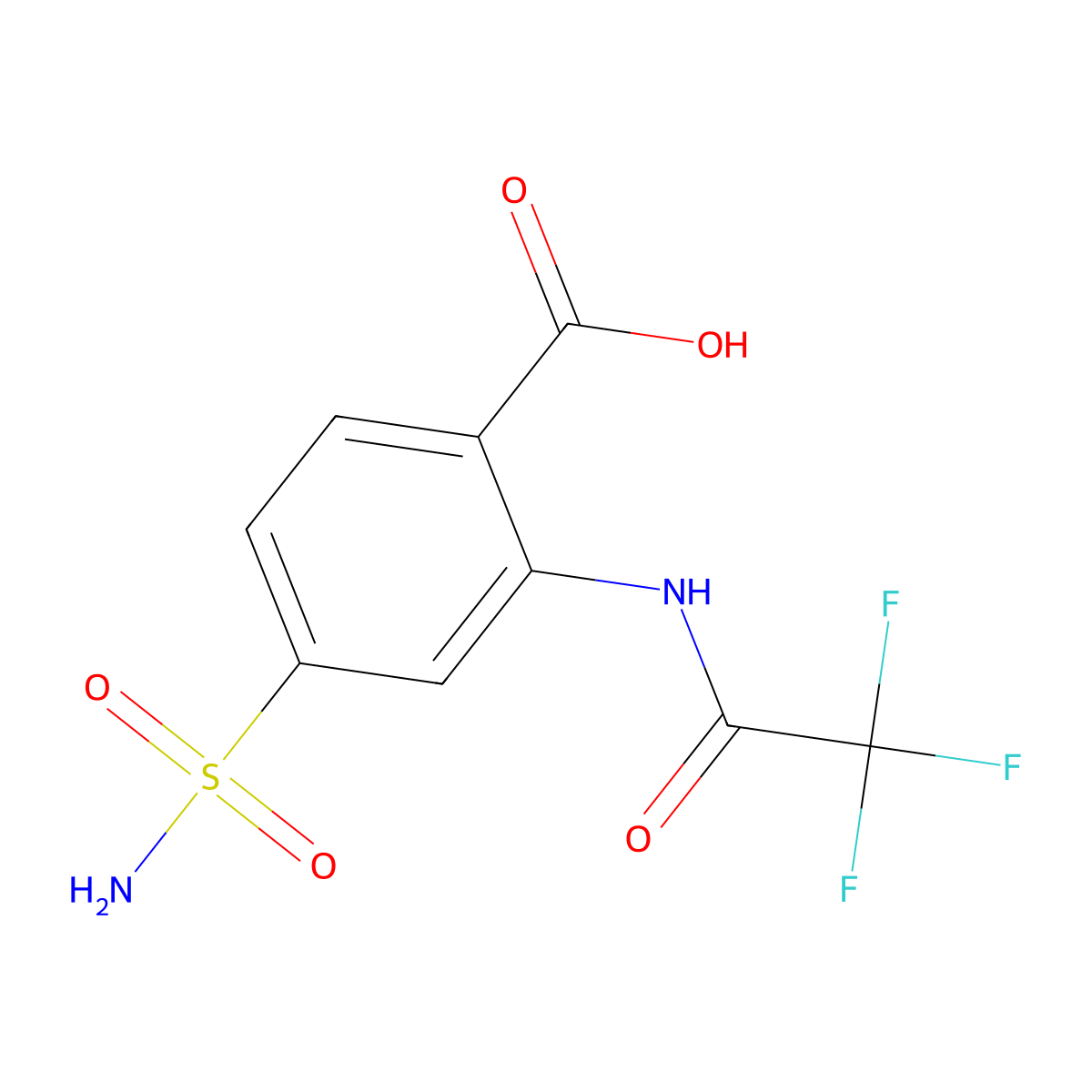 4-Sulfamoyl-2-(2,2,2-trifluoroacetamido)benzoic acid molecular structure, CAS 2680714-04-7