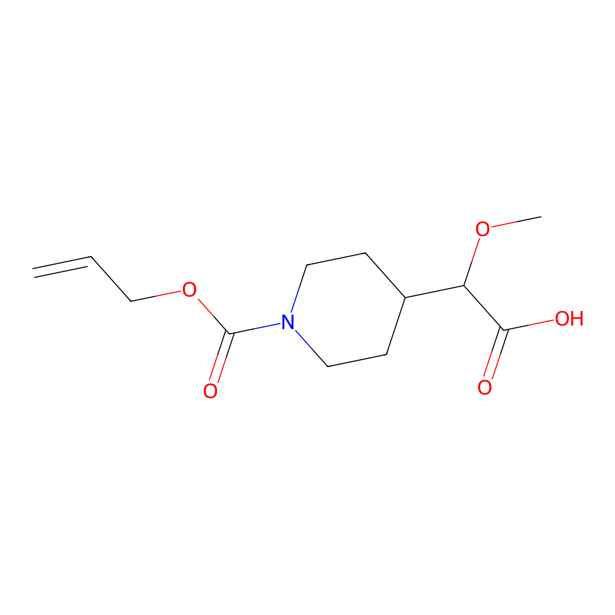 2-Methoxy-2-{1-[(prop-2-en-1-yloxy)carbonyl]piperidin-4-yl}acetic acid molecular structure, CAS 2680714-11-6