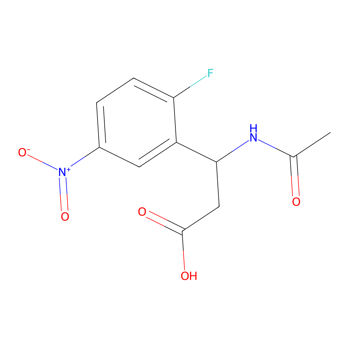 3-Acetamido-3-(2-fluoro-5-nitrophenyl)propanoic acid molecular structure, CAS 2680714-21-8