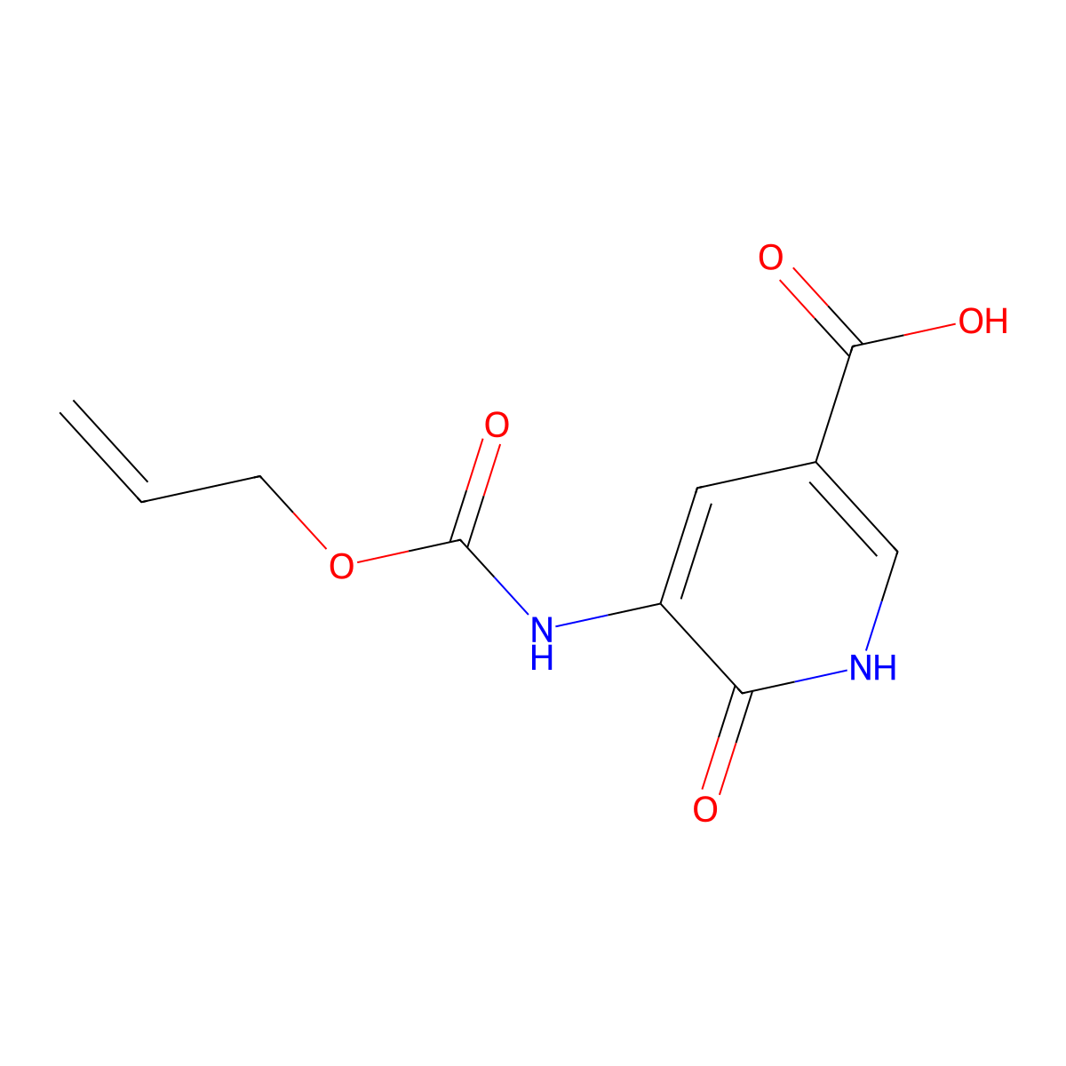 6-Oxo-5-{[(prop-2-en-1-yloxy)carbonyl]amino}-1,6-dihydropyridine-3-carboxylic acid molecular structure, CAS 2680714-22-9