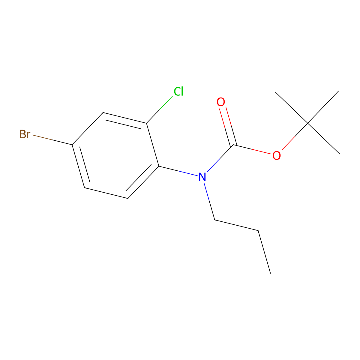 tert-butyl N-(4-bromo-2-chlorophenyl)-N-propylcarbamate molecular structure, CAS 2680714-29-6