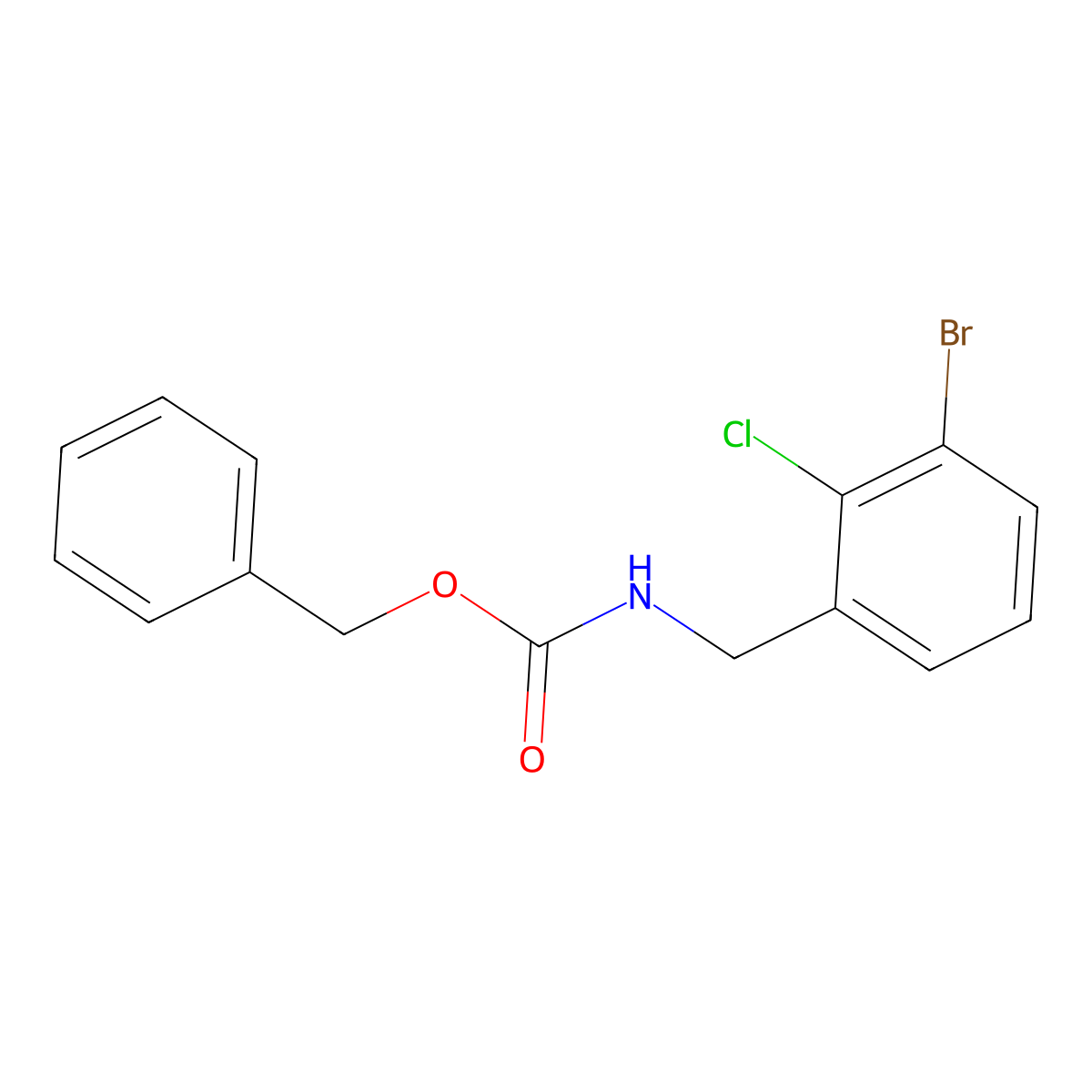 benzyl N-[(3-bromo-2-chlorophenyl)methyl]carbamate molecular structure, CAS 2680714-43-4