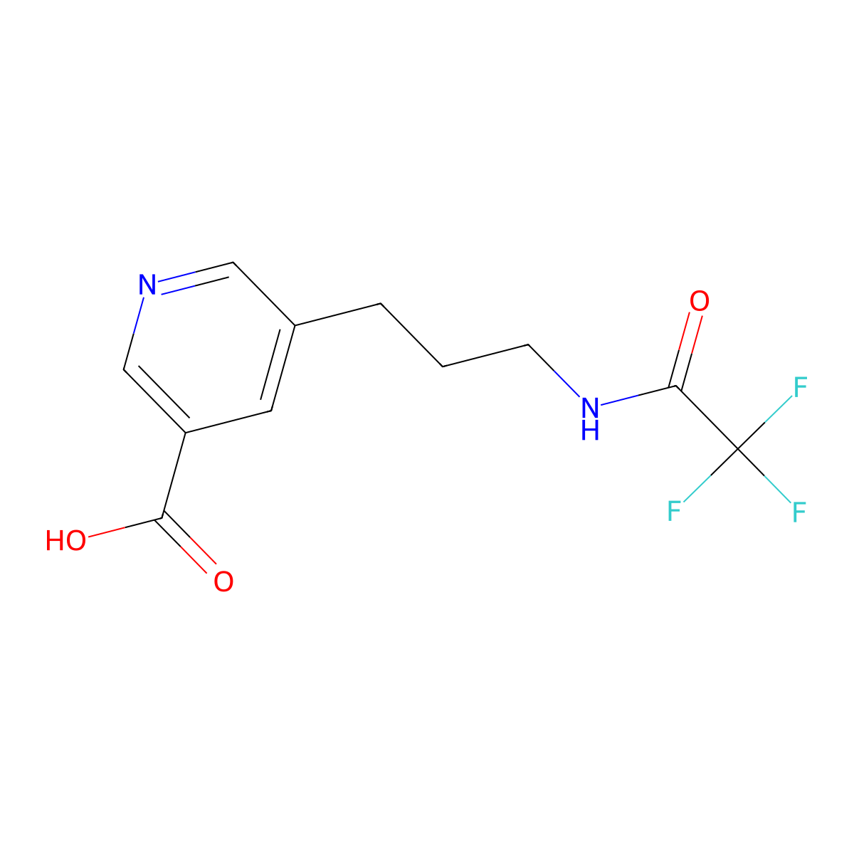 5-[3-(2,2,2-Trifluoroacetamido)propyl]pyridine-3-carboxylic acid molecular structure, CAS 2680714-65-0
