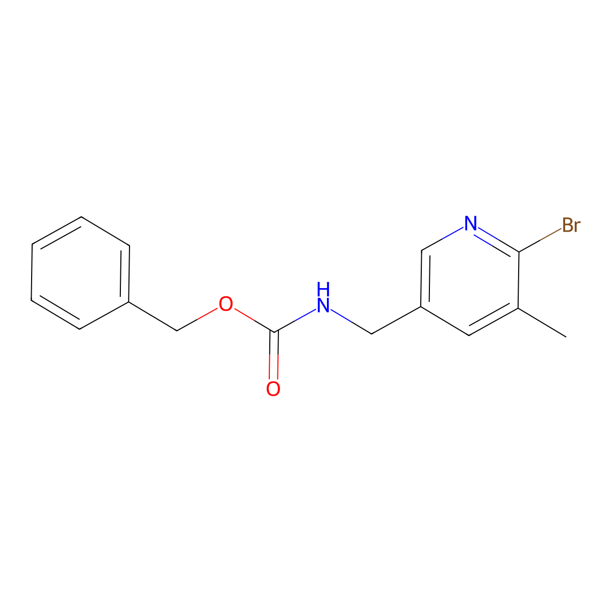 benzyl N-[(6-bromo-5-methylpyridin-3-yl)methyl]carbamate molecular structure, CAS 2680714-66-1