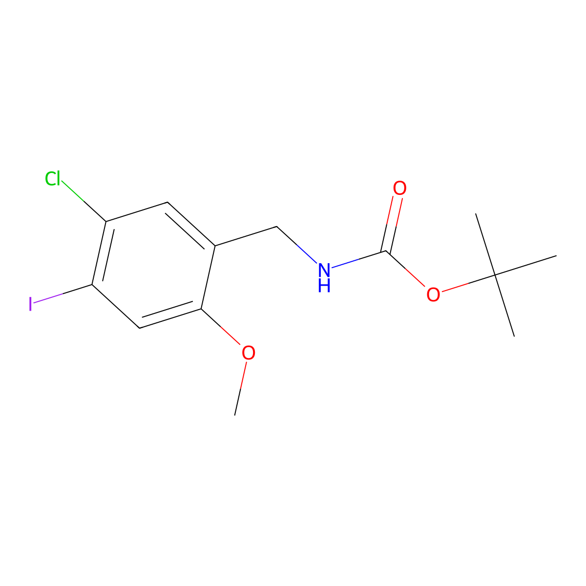 tert-butyl N-[(5-chloro-4-iodo-2-methoxyphenyl)methyl]carbamate molecular structure, CAS 2680714-68-3
