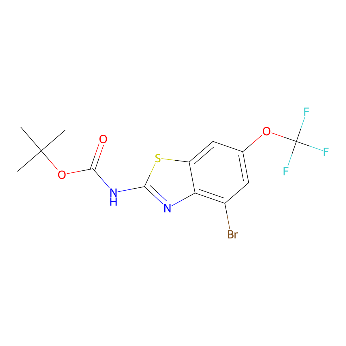 tert-butyl N-[4-bromo-6-(trifluoromethoxy)-1,3-benzothiazol-2-yl]carbamate molecular structure, CAS 2680714-74-1