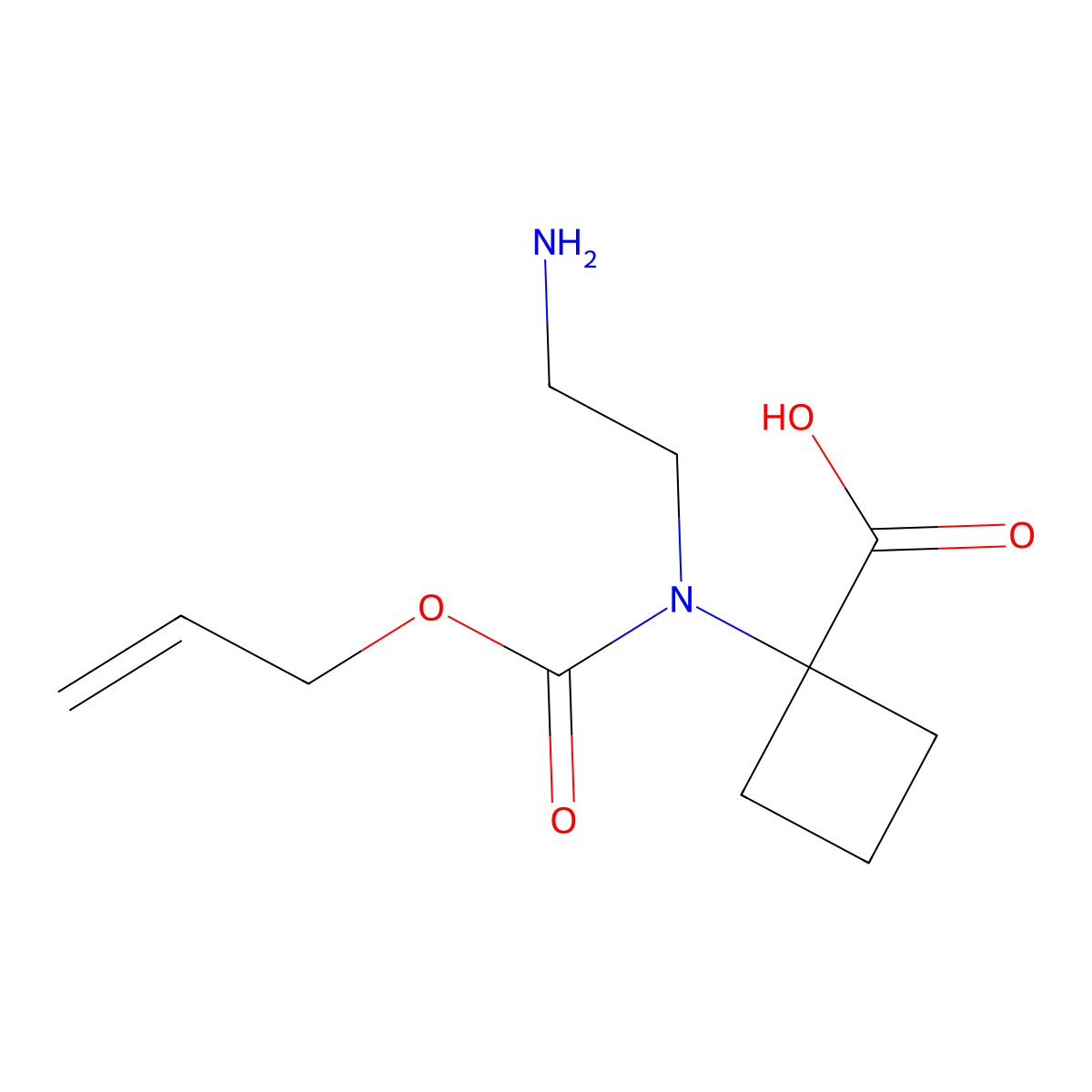 1-[(2-Aminoethyl)[(prop-2-en-1-yloxy)carbonyl]amino]cyclobutane-1-carboxylic acid molecular structure, CAS 2680714-82-1