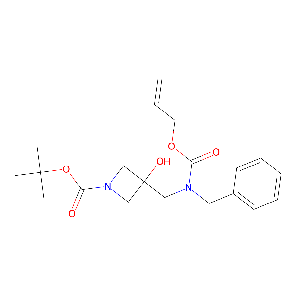 Tert-butyl 3-({benzyl[(prop-2-en-1-yloxy)carbonyl]amino}methyl)-3-hydroxyazetidine-1-carboxylate molecular structure, CAS 2680714-93-4