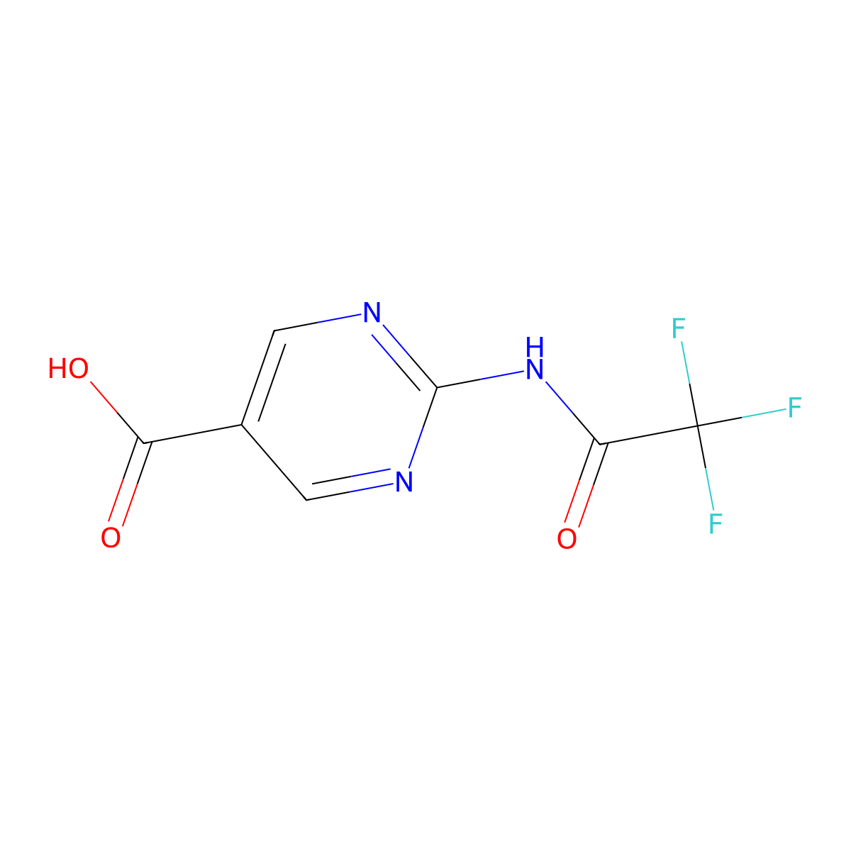2-(2,2,2-Trifluoroacetamido)pyrimidine-5-carboxylic acid molecular structure, CAS 2680715-01-7
