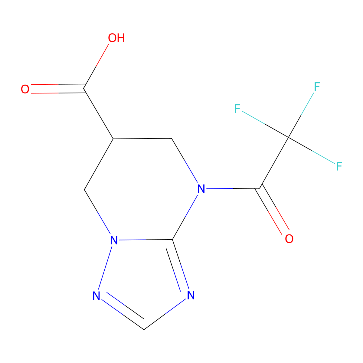 4-(2,2,2-trifluoroacetyl)-4H,5H,6H,7H-[1,2,4]triazolo[1,5-a]pyrimidine-6-carboxylic acid molecular structure, CAS 2680715-05-1