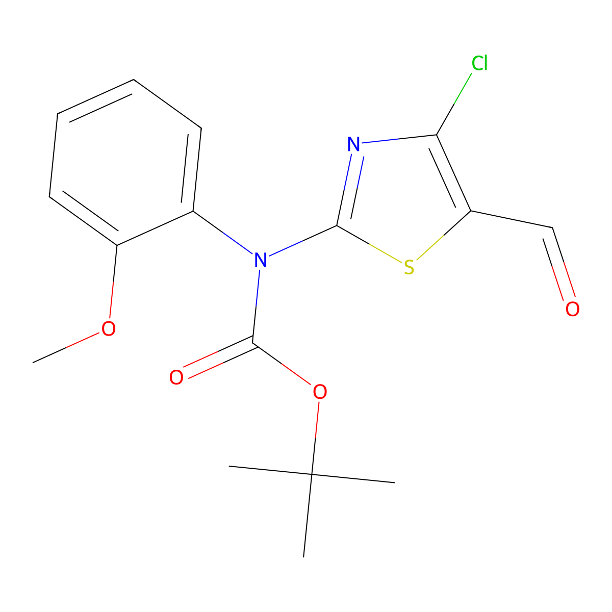 tert-butyl N-(4-chloro-5-formyl-1,3-thiazol-2-yl)-N-(2-methoxyphenyl)carbamate molecular structure, CAS 2680715-07-3