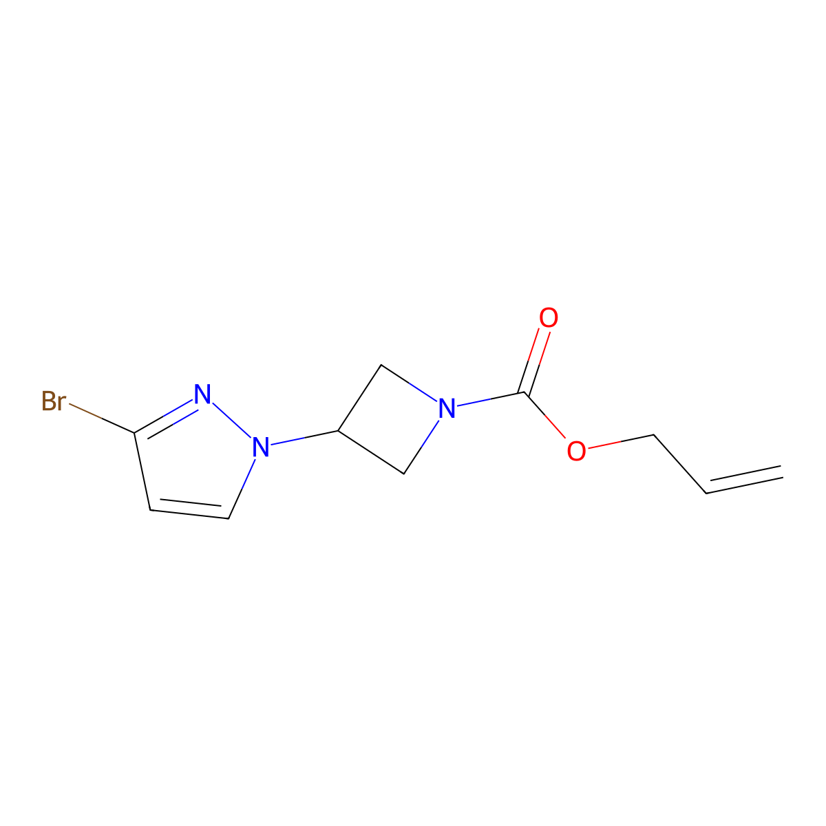 prop-2-en-1-yl 3-(3-bromo-1H-pyrazol-1-yl)azetidine-1-carboxylate molecular structure, CAS 2680715-09-5
