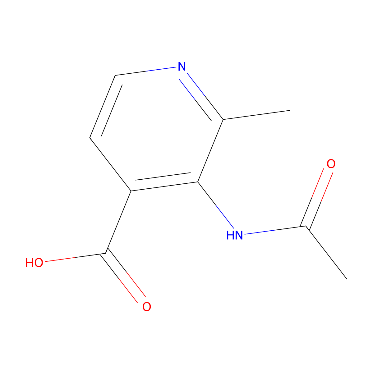 3-Acetamido-2-methylpyridine-4-carboxylic acid molecular structure, CAS 2680715-14-2