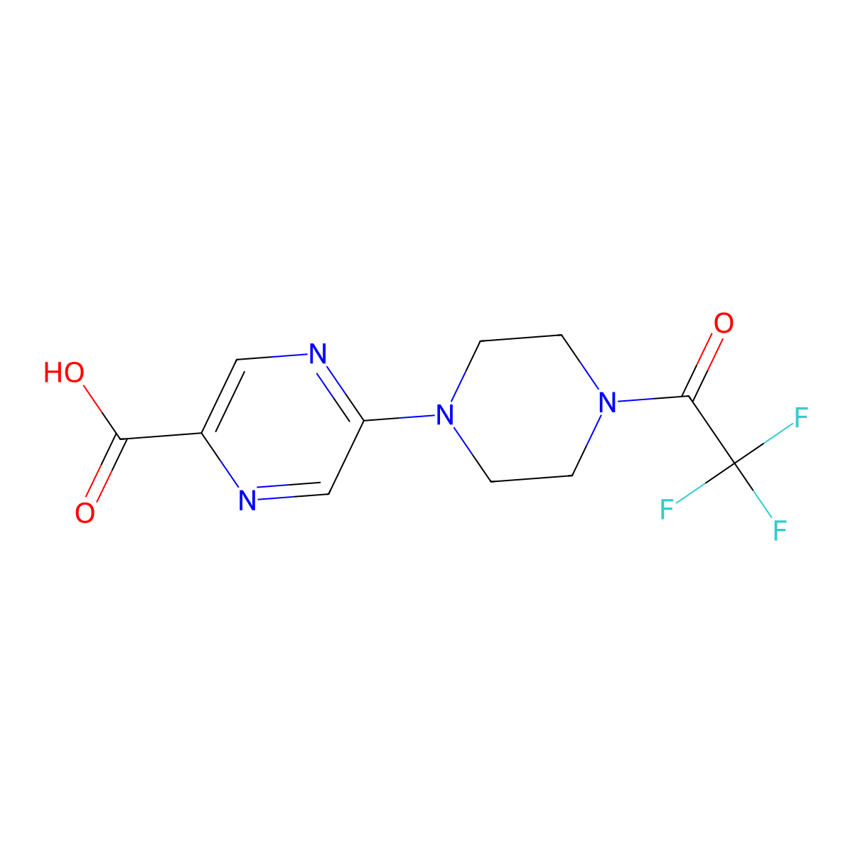 5-[4-(2,2,2-Trifluoroacetyl)piperazin-1-yl]pyrazine-2-carboxylic acid molecular structure, CAS 2680715-15-3