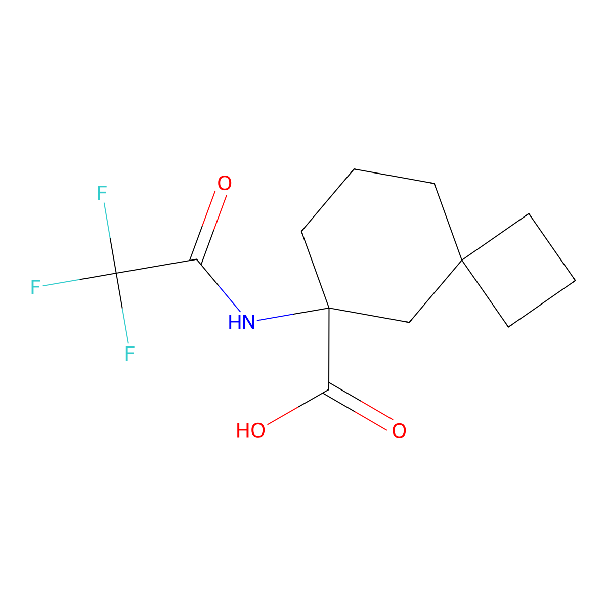 6-(2,2,2-Trifluoroacetamido)spiro[3.5]nonane-6-carboxylic acid molecular structure, CAS 2680715-17-5