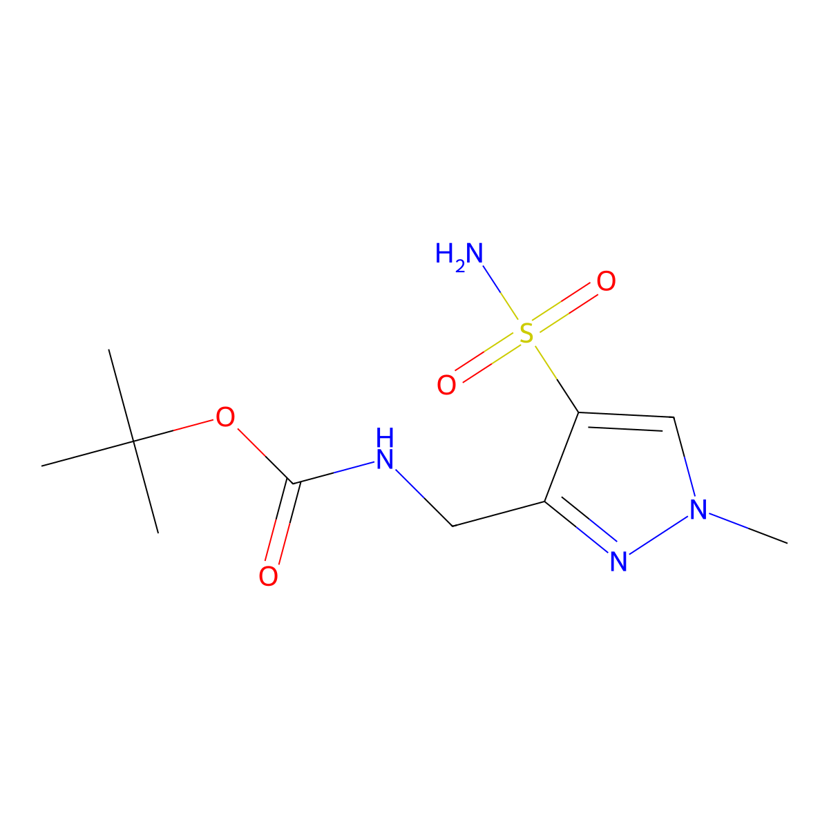 tert-butyl N-[(1-methyl-4-sulfamoyl-1H-pyrazol-3-yl)methyl]carbamate molecular structure, CAS 2680715-23-3