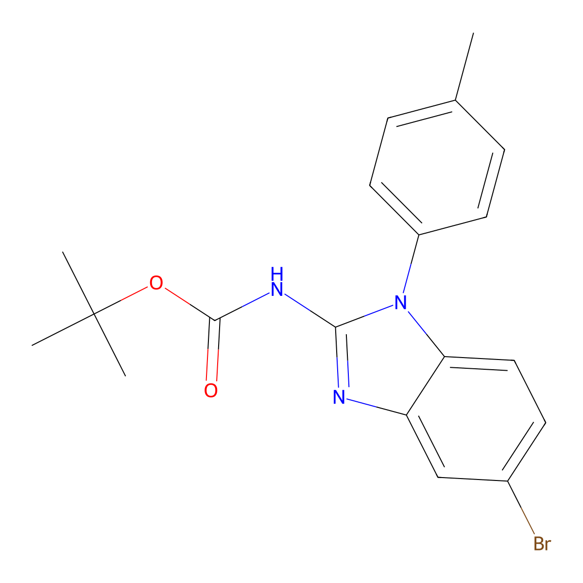 tert-butyl N-[5-bromo-1-(4-methylphenyl)-1H-1,3-benzodiazol-2-yl]carbamate molecular structure, CAS 2680715-25-5