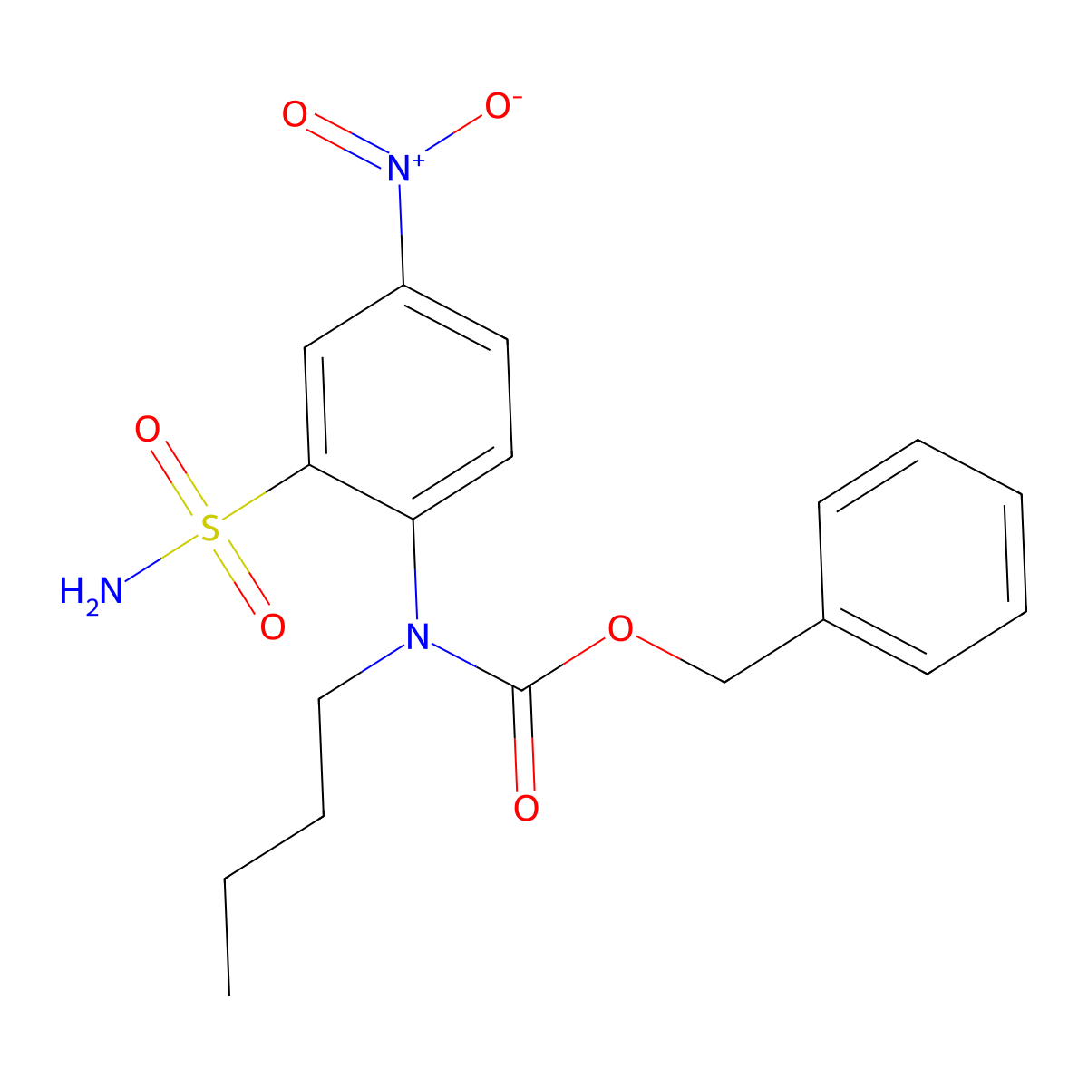 benzyl N-butyl-N-(4-nitro-2-sulfamoylphenyl)carbamate molecular structure, CAS 2680715-27-7