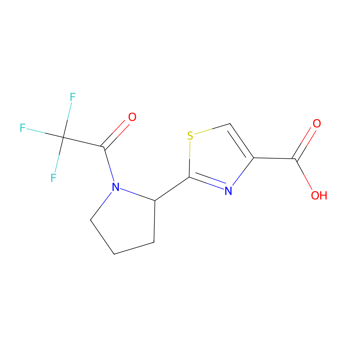 2-[1-(2,2,2-Trifluoroacetyl)pyrrolidin-2-yl]-1,3-thiazole-4-carboxylic acid molecular structure, CAS 2680715-28-8