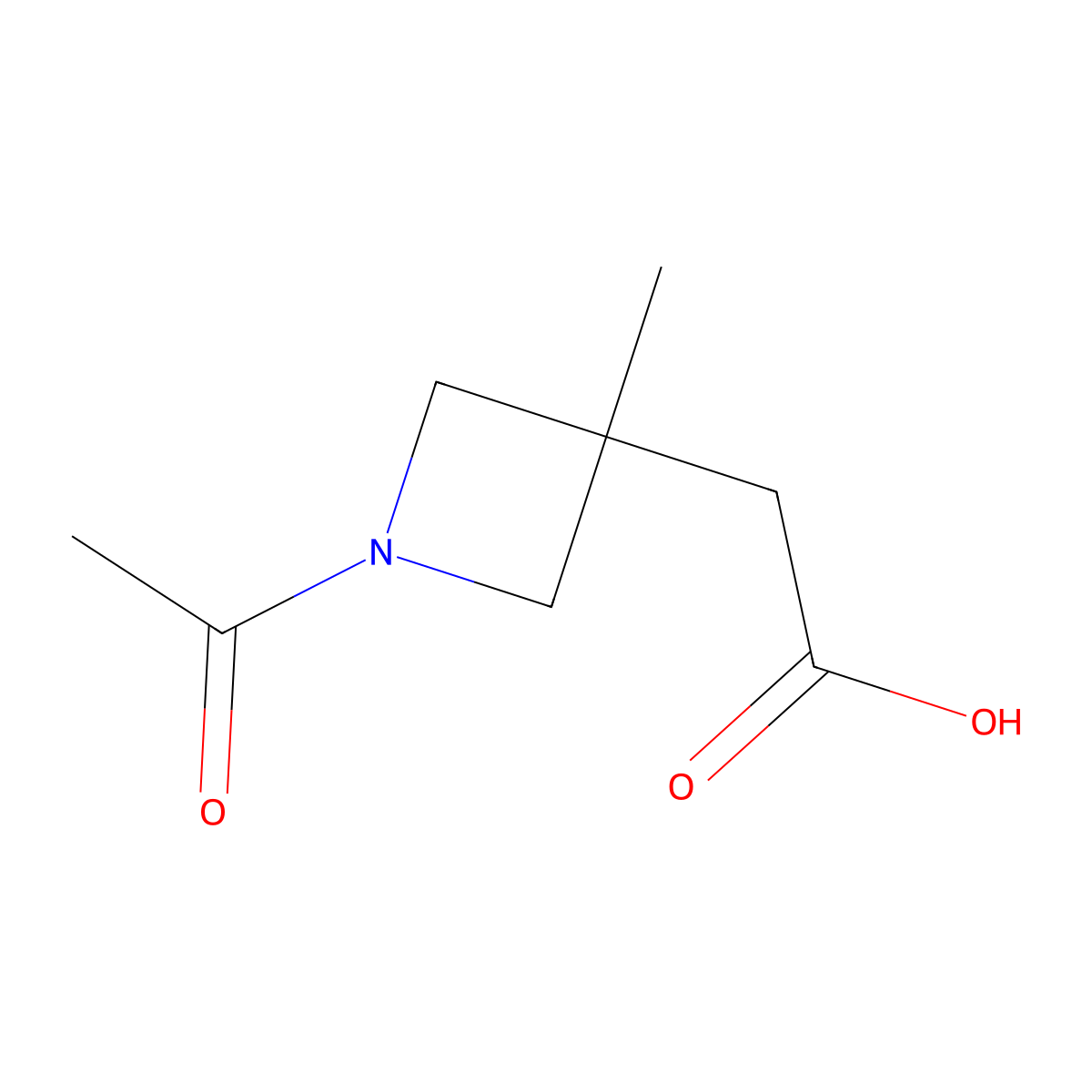 2-(1-Acetyl-3-methylazetidin-3-yl)acetic acid molecular structure, CAS 2680715-38-0