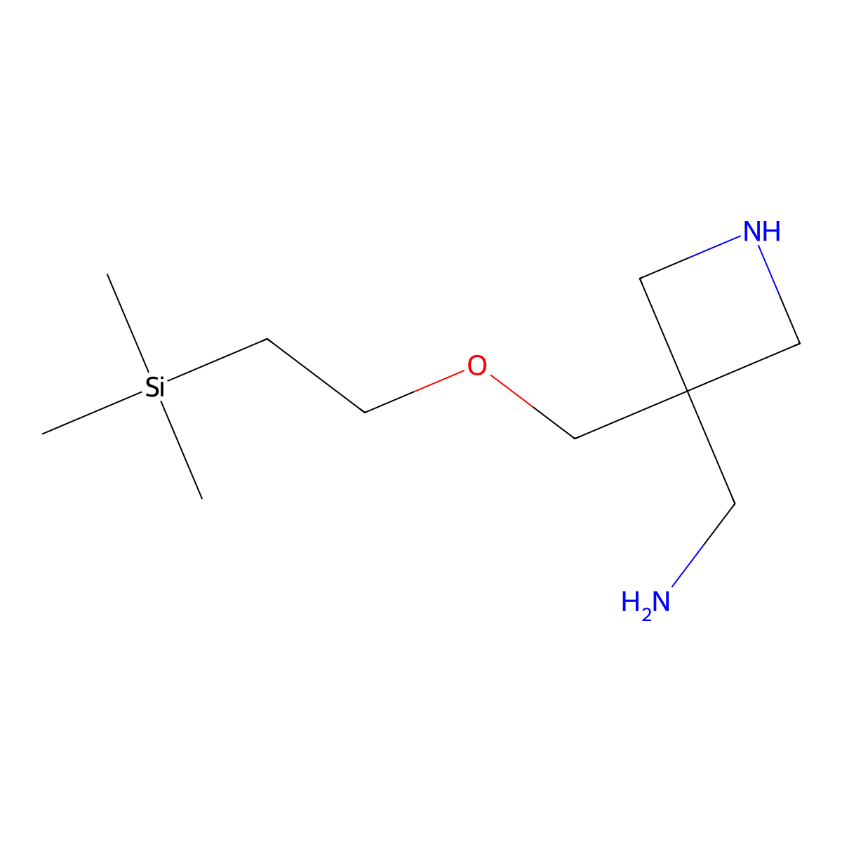 1-(3-{[2-(Trimethylsilyl)ethoxy]methyl}azetidin-3-yl)methanamine molecular structure, CAS 2680715-42-6