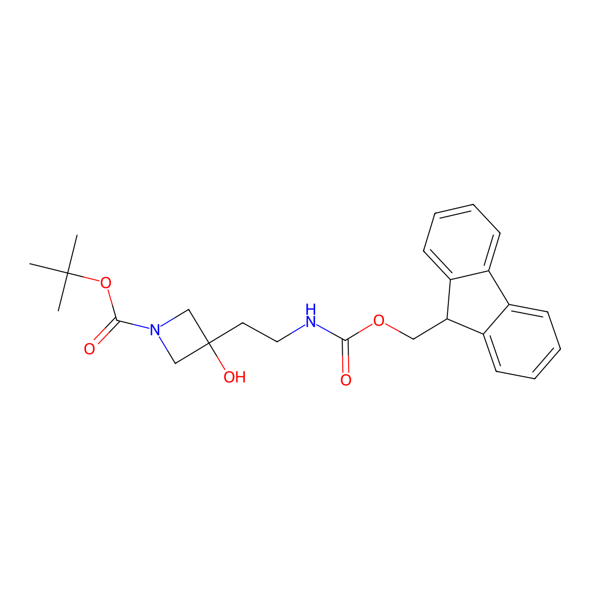 tert-butyl 3-[2-({[(9H-fluoren-9-yl)methoxy]carbonyl}amino)ethyl]-3-hydroxyazetidine-1-carboxylate molecular structure, CAS 2680715-43-7
