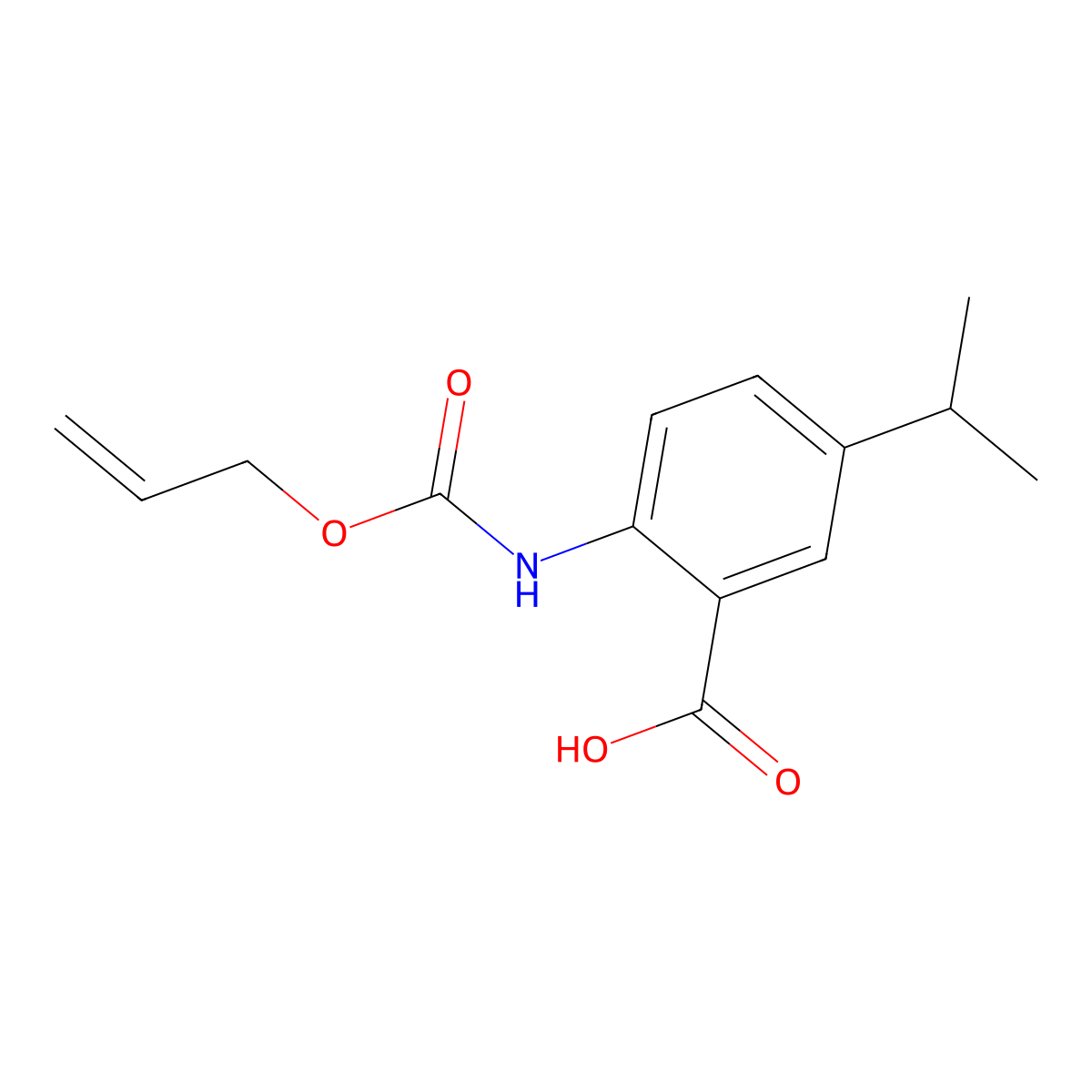 2-{[(Prop-2-en-1-yloxy)carbonyl]amino}-5-(propan-2-yl)benzoic acid molecular structure, CAS 2680715-44-8