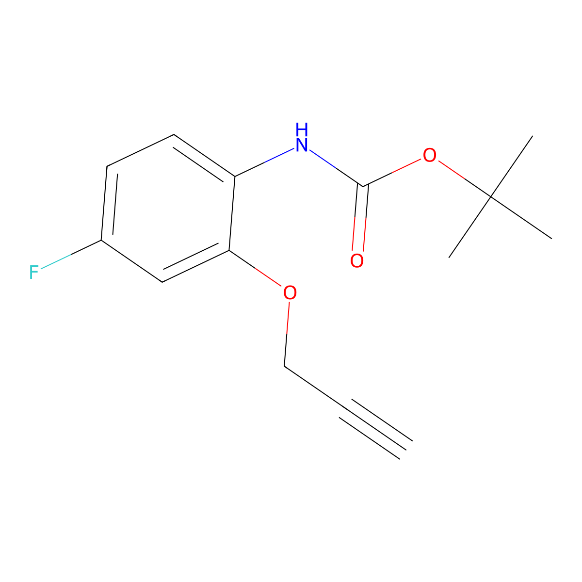 tert-butyl N-[4-fluoro-2-(prop-2-yn-1-yloxy)phenyl]carbamate molecular structure, CAS 2680715-67-5