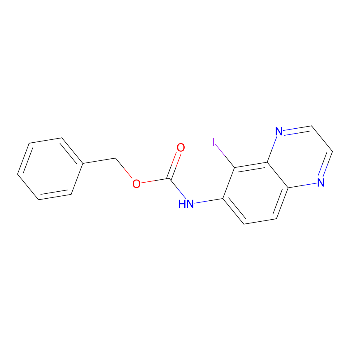benzyl N-(5-iodoquinoxalin-6-yl)carbamate molecular structure, CAS 2680715-69-7