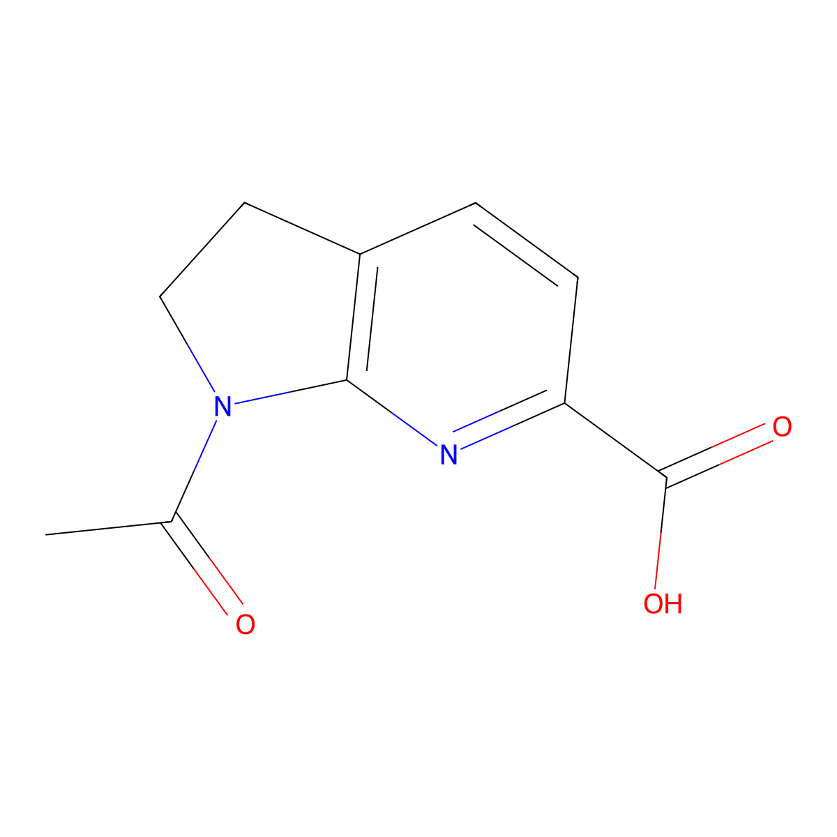 1-acetyl-1H,2H,3H-pyrrolo[2,3-b]pyridine-6-carboxylic acid molecular structure, CAS 2680715-71-1