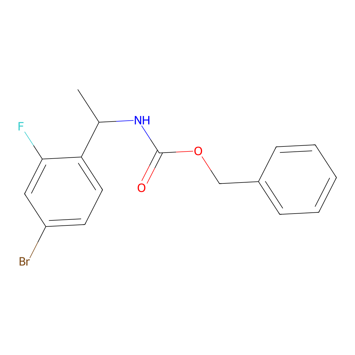 benzyl N-[1-(4-bromo-2-fluorophenyl)ethyl]carbamate molecular structure, CAS 2680715-72-2