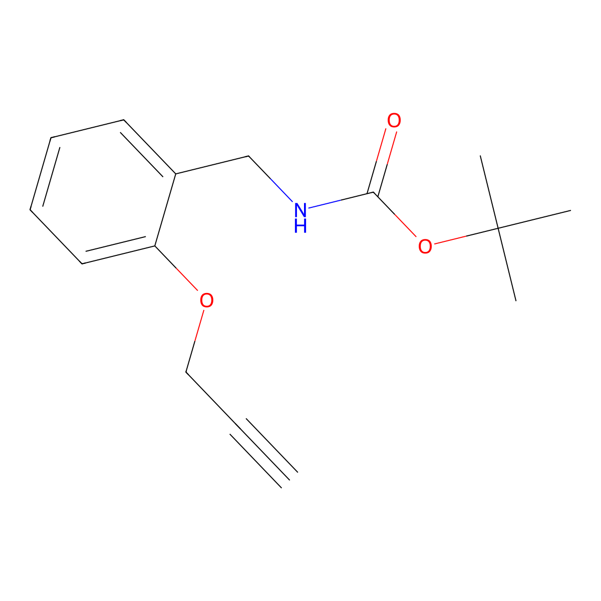 tert-butyl N-{[2-(prop-2-yn-1-yloxy)phenyl]methyl}carbamate molecular structure, CAS 2680715-73-3